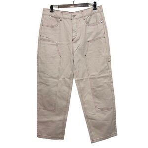 NWT Zanerobe Carpenter Pant in Beige Mens 34x29 Red Stitching 100% Cotton